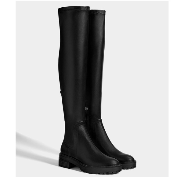 flat leather boots with track soles